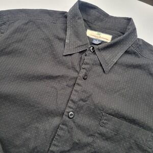 Tommy Bahama Mens Large Solid Black Medium Hawaiian Button Up Shirt RN86549